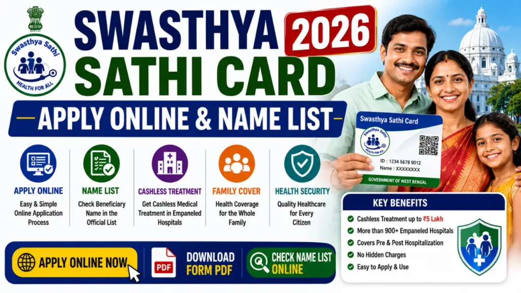 Swasthya Sathi Card 2026 official URN name list tracking dashboard and cashless health insurance apply online process